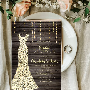 Gold-Sequin-Kleid, Konfetti-Holz-Junggesellinnenab Einladung