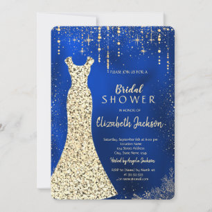 Gold-Sequin-Kleid, Konfetti königsblau Hochzeit Einladung