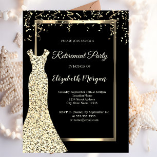 Gold-Sequin-Kleid Schwarze Rente-Party Einladung