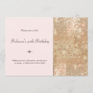 Gold Sequins 30. Geburtstag Blush Pink Einladung