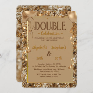 Gold Sequins Adult Double Joint Birthday Party Einladung
