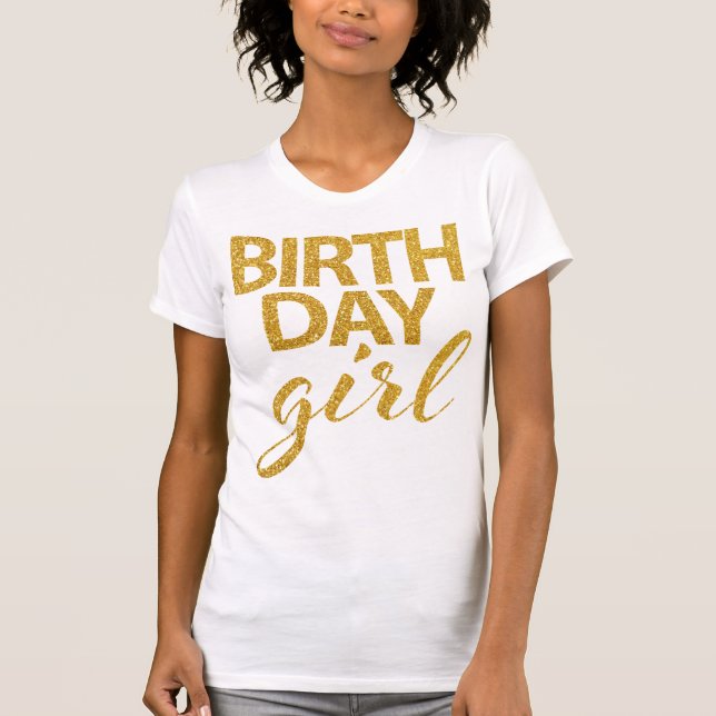 Gold Sequins Birthday Girl Shirt (Vorderseite)