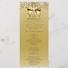 Gold Sequins Diamond Bow Wedding Program Programm