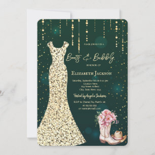 Gold Sequins Dress, Boots Blume grün Einladung