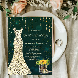 Gold Sequins Dress, Boots Sonnenblumen grün Einladung