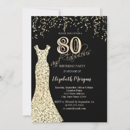 Gold Sequins Dress Glitzer Border 80. Geburtstag Einladung