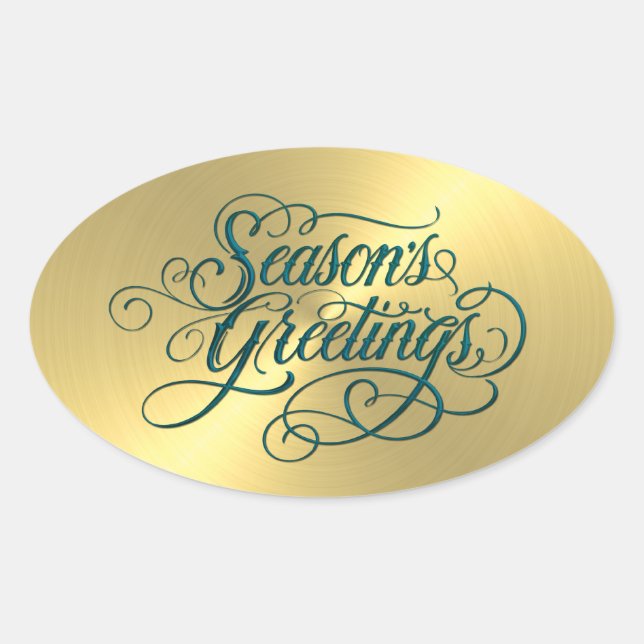 Gold Sheen Aquamarin Season Grüße Sticker (Vorderseite)