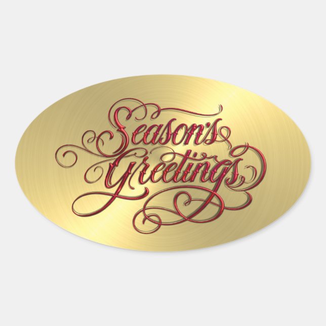 Gold Sheen Red Season's Greetings Sticker (Vorderseite)