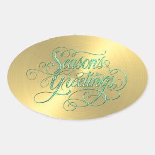 Gold Sheen Season's Greetings Sticker