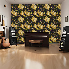 Gold Sheet Music and Notes Peel and Stick Tapete