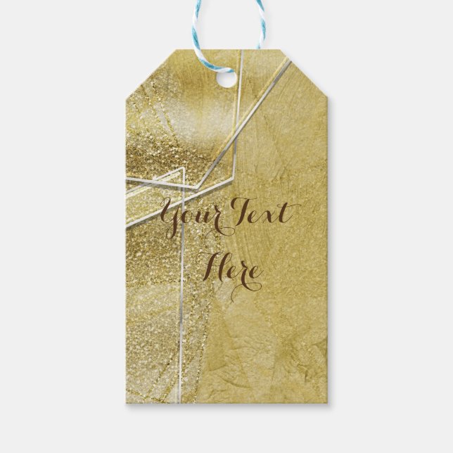 Gold Shimmer Crystal Glass Glam Designer Style Geschenkanhänger (Vorderseite)