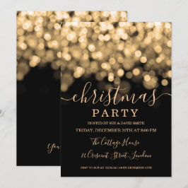 Gold Shimmer Lights Script Weihnachts-Party Einladung