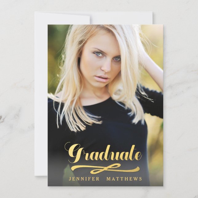 Gold Shine Chalkboard Graduation Party Einladung (Vorderseite)