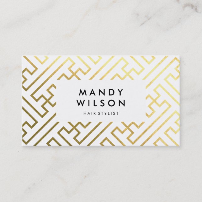 Gold Shine Geometric Muster Business Cards Visitenkarte (Vorderseite)