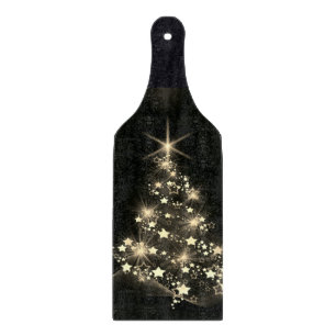 Gold Shine of Stars auf Weihnachtsbaum Dunkel Schneidebrett