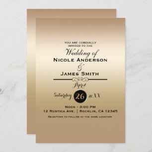 Gold Shine Shiny Metallic Elegante Hochzeit Einladung
