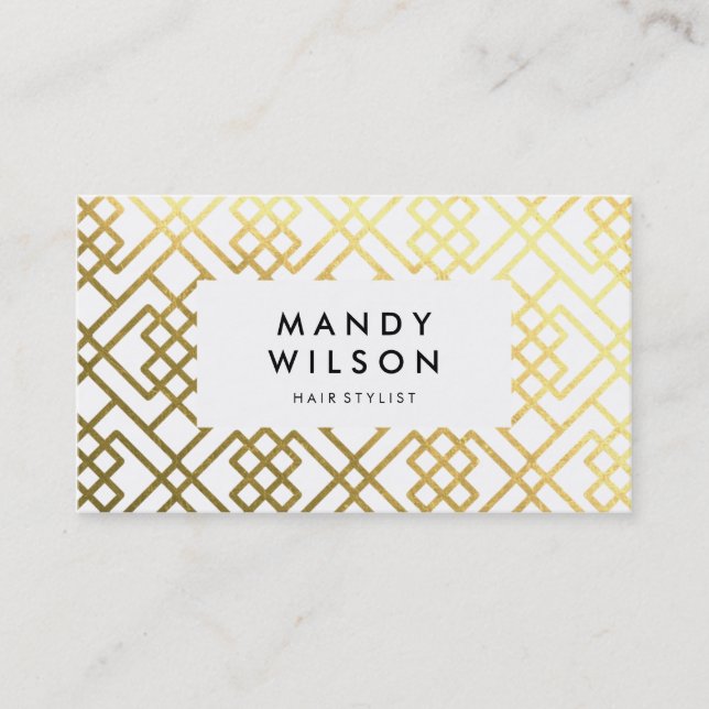 Gold Shine und White Stylish Business Cards Visitenkarte (Vorderseite)