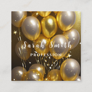Gold Shiny Balloons Party Glitzer Quadratische Visitenkarte