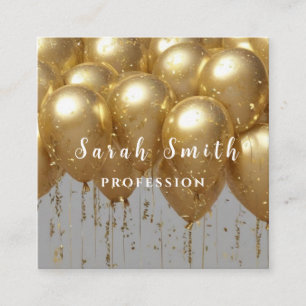 Gold Shiny Balloons Party Glitzer Quadratische Visitenkarte