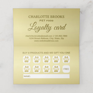 Gold Shiny Dog Paw auf Black Pet Grooming Service Treuekarte