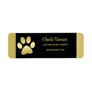 Gold Shiny Dog Paw auf schwarzem Hintergrund