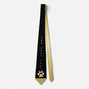 Gold Shiny Dog Paw auf schwarzem Hintergrund Krawatte