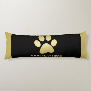 Gold Shiny Dog Paw auf schwarzem Hintergrund Seitenschläferkissen