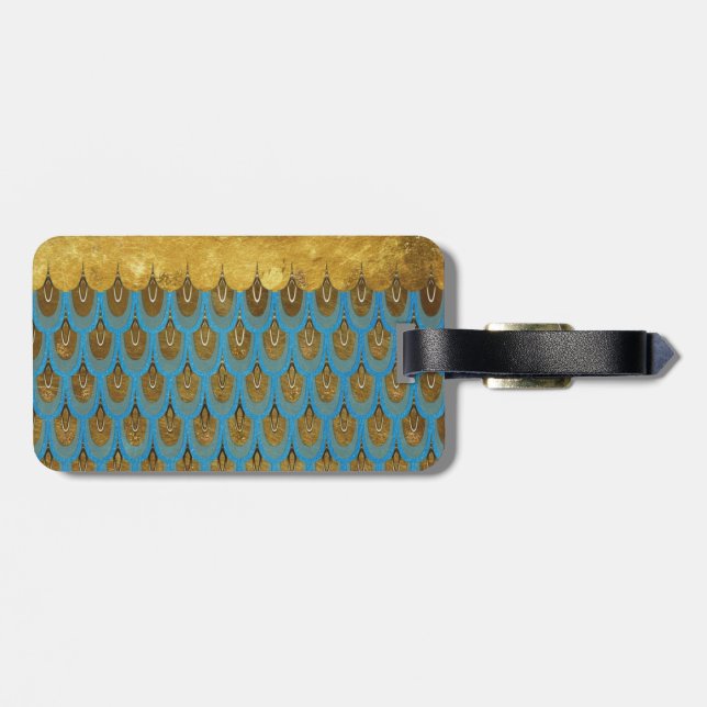 Gold Shiny Princess Mermaid Glitzer Scales Gepäckanhänger (Rückseite horizontal)