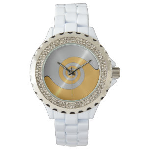 Gold Shiny Radial Steel Metal Armbanduhr