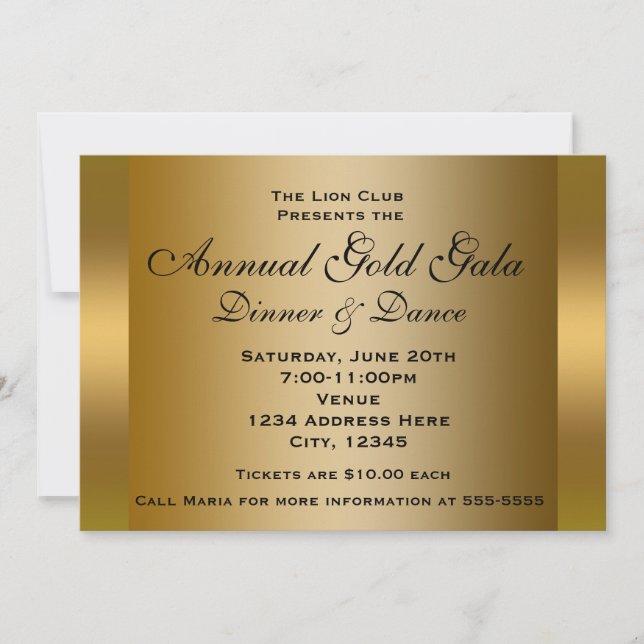 Gold Shiny Ticket Event Dinner Elegante Einladung (Vorderseite)
