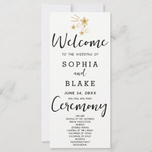 Gold Shooting Stars Off White Wedding Programm
