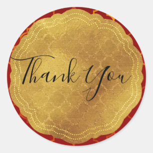 Gold Siegel Folie Feurig Rot Indische Marokkanisch Runder Aufkleber