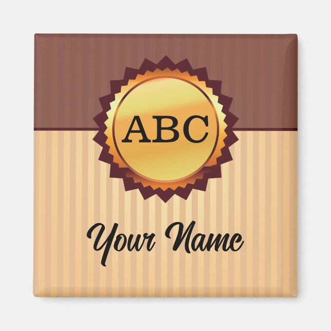 Gold-Siegel mit Initialen und benutzerdefinierten  Magnet (Vorne)