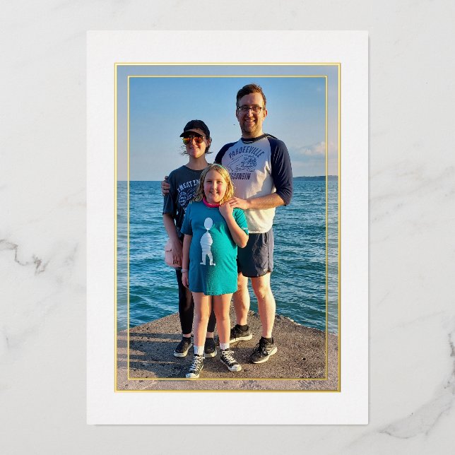 Gold Siehe Thru Border Foil New Years Card Folieneinladung (Vorderseite)