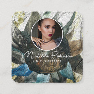 Gold-Signatur-Sonnenblume für das Foto hinzufügen Quadratische Visitenkarte