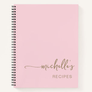 Gold Signature Script Kochbuch Blush Pink Rezept Notizbuch