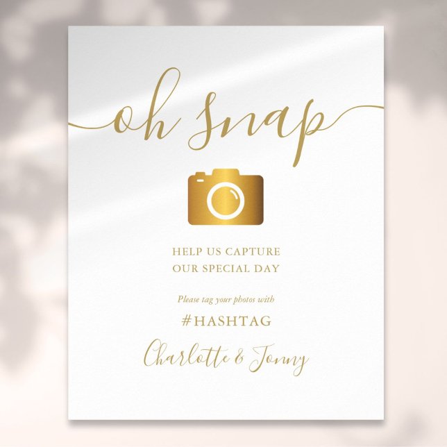 Gold Signature Script Oh Snap Signature Poster (Gold Signature Script Wedding Oh Snap Sign)