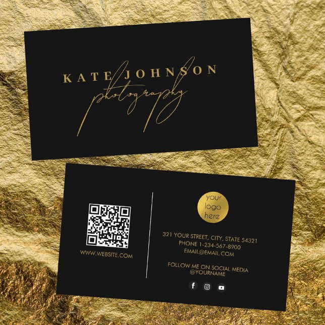 Gold Signature Script QR Code Social Media Visitenkarte (Von Creator hochgeladen)