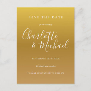 Gold Signature Wedding Save the Date Card Postkarte