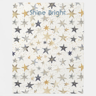 Gold Silber Blaue Sterne Fleecedecke