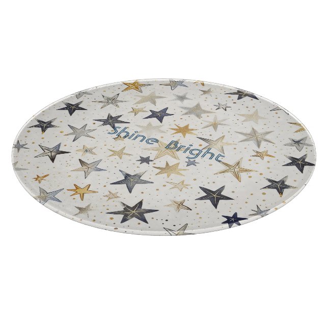 Gold Silber Blaue Sterne Schneidebrett (Ecke)