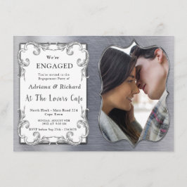 Gold-Silber-Brass-Vintag-Verlobung Begleitkarte