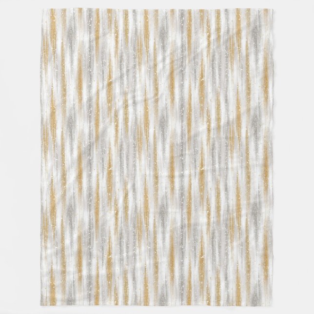 Gold Silber Chic Glam Glitzer Streifen Fleecedecke (Vorderseite)