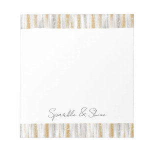 Gold Silber Chic Glam Glitzer Streifen Glanz Notizblock