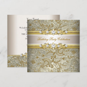 Gold Silber Creme geprägtes Aussehen Elegante Part Einladung
