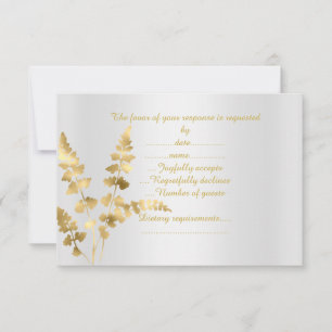 Gold Silber elegante Blatt-Antwortkarte RSVP Karte