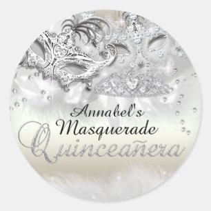 Gold Silber Glanz Maskenball Quinceanera Aufkleber