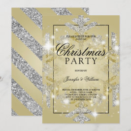 Gold & Silber Glitzer Xmas Feiertage Party Einladung
