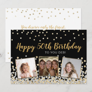 Gold Silber Konfetti Fotocollage 50. Geburtstag Karte