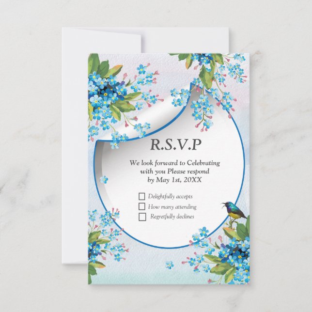 Gold, Silber - Messing Modern RSVP Karte (Vorderseite)